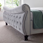 Oxford Grey Velvet Chesterfield Sleigh Bed Double - Rogey