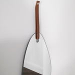 Pebble Shaped Mirror with Brown Leather Hanging Strap - Rogey