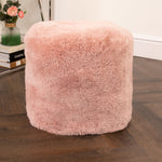 Pink Short Pile Sheepskin Pouf - Rogey