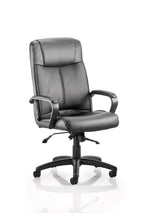 Plaza High Back Executive Black Leather Office Chair with Arms - Rogey