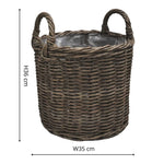 Polyrattan Set of Two Lined Planters Willow - Rogey