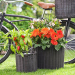 Polyrattan Set of Two Lined Planters Willow - Rogey