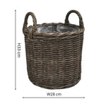 Polyrattan Set of Two Lined Planters Willow - Rogey