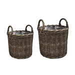 Polyrattan Set of Two Lined Planters Willow - Rogey