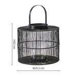 Portofino Wirework Lantern with Glass Insert Black H22cm W26cm - Rogey