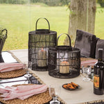 Portofino Wirework Lantern with Glass Insert Black H22cm W26cm - Rogey