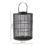 Portofino Wirework Lantern with Glass Insert Black H34cm W24cm - Rogey