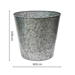 Ribbed Galvanised Planter D32Cm - Rogey