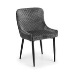 Set Of 2 Luxe Velvet Dining Chairs - Grey - Rogey