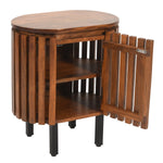 Slatted Mango Wood Bedside Table - Rogey