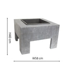 Square Fire Pit & Square Console Cement H40Cm W58Cm - Rogey