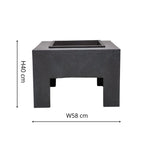 Square Fire Pit & Square Console Granite H40Cm W58Cm - Rogey