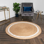 Striped Round Jute Rug - 200cm - Rogey