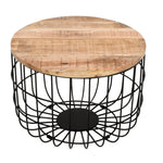 Surrey Solid Wood & Metal Wire Coffee Table With Removable Top - Rogey