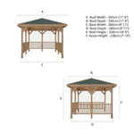 Sutton 3m x 3m Gazebo With Framed Rails - Rogey