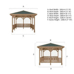 Thorpe 3m x 3m Gazebo With Vertical Rails - Rogey