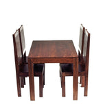 Toko Dark Mango 4Ft Dining Set With Wooden Chairs - Rogey