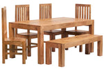 Toko Light Mango 6Ft Dining Set With Bench & 4 Wooden Chairs - Rogey