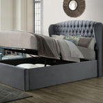 Warwick Grey Velvet Ottoman Bed Double - Rogey