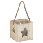 Washed Wood Large Star Tealight Candle Holder - Rogey