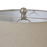 White Beaded Ceramic Lamp With Linen Shade - Rogey