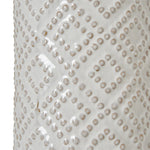 White Beaded Ceramic Lamp With Linen Shade - Rogey