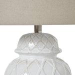 White Ceramic Ginger Jar Lamp With Linen Shade - Rogey