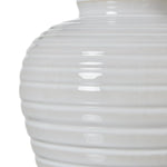 White Ceramic Pot Lamp With Linen Shade - Rogey