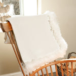 White Linen Blanket Sheepskin Trim 140x180cm - Rogey