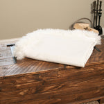 White Linen Blanket Sheepskin Trim 140x180cm - Rogey