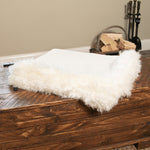 White Linen Blanket Sheepskin Trim 140x180cm - Rogey