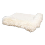 White Linen Blanket Sheepskin Trim 140x180cm - Rogey