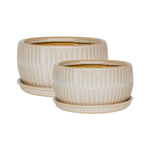 White Round Bonsai Planter Set of 2 - Rogey