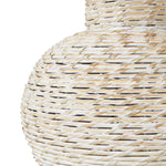 White Wash Bulbous Wicker Table Lamp With Linen Shade - Rogey