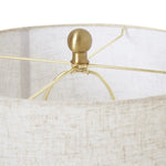 White Wash Bulbous Wicker Table Lamp With Linen Shade - Rogey