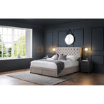 Wilton Deep Button 4 Drawer Bed 135cm - Grey Linen - Rogey