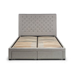 Wilton Deep Button 4 Drawer Bed 135cm - Grey Linen - Rogey