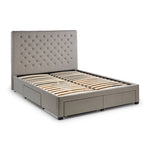 Wilton Deep Button 4 Drawer Bed 135cm - Grey Linen - Rogey