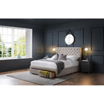 Wilton Deep Button 4 Drawer Bed 150cm - Grey Linen - Rogey