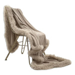 Woven Beige Wool Blanket Sheepskin Trim - Rogey