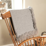 Woven Grey Wool Blanket Sheepskin Trim - Rogey