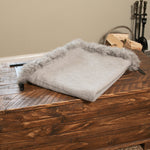 Woven Grey Wool Blanket Sheepskin Trim - Rogey