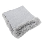 Woven Grey Wool Blanket Sheepskin Trim - Rogey